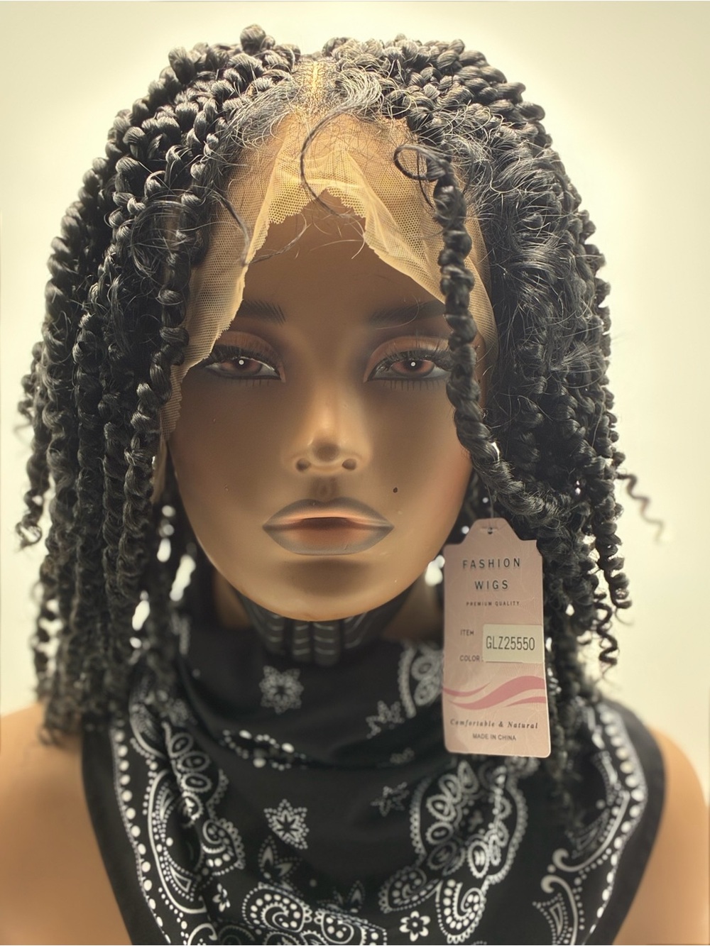 Women’s Black Curly Twist Lace Front Wig. Synthetic